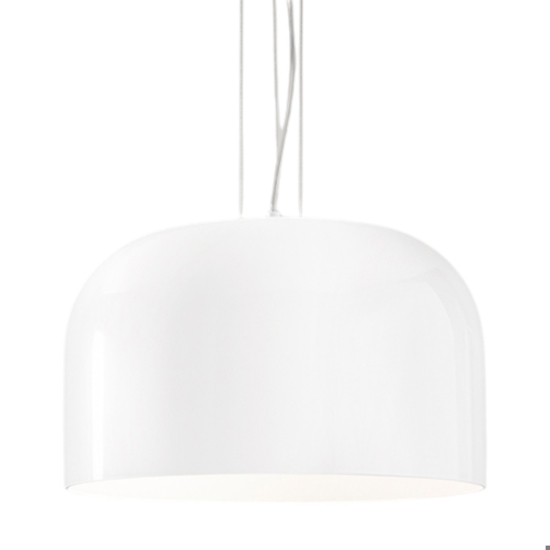 Lampadario cupola di vetro bianco 40cm per cucina moderna perenz