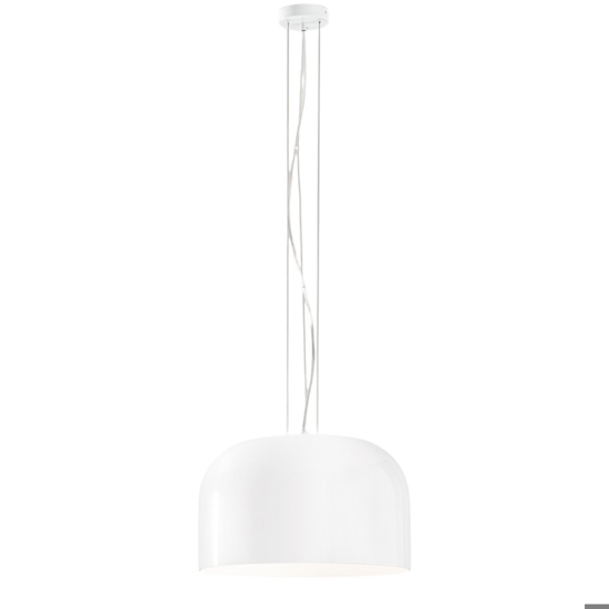 Lampadario per sala da pranzo cupola di vetro 50cm bianca perenz glossy