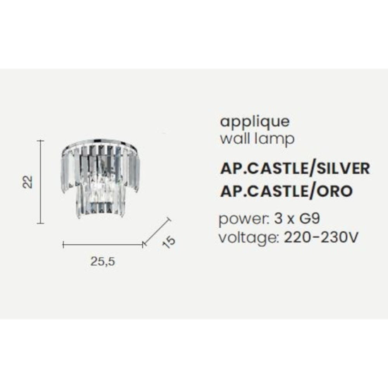 Applique classica con pendenti ondaluce ap castle oro elegante Applique classica con pendenti ondaluce ap castle oro elegante