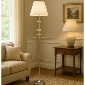 Visualizza i dettagli per Ondaluce pt dido piantana classica cromo e paralume tessuto per salotto Ondaluce pt dido piantana classica cromo e paralume tessuto per salotto