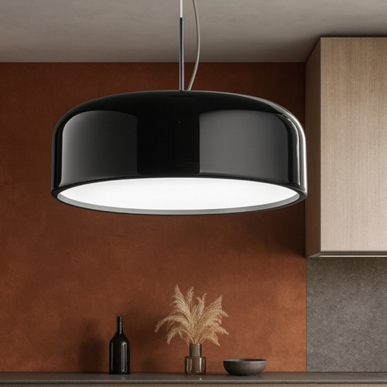 Lampadario nero lucido per cucina led 50w biemissione cct perenz velia
