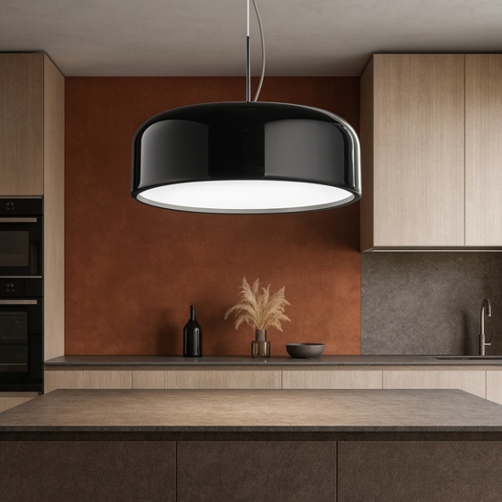 Lampadario nero lucido per cucina led 50w biemissione cct perenz velia