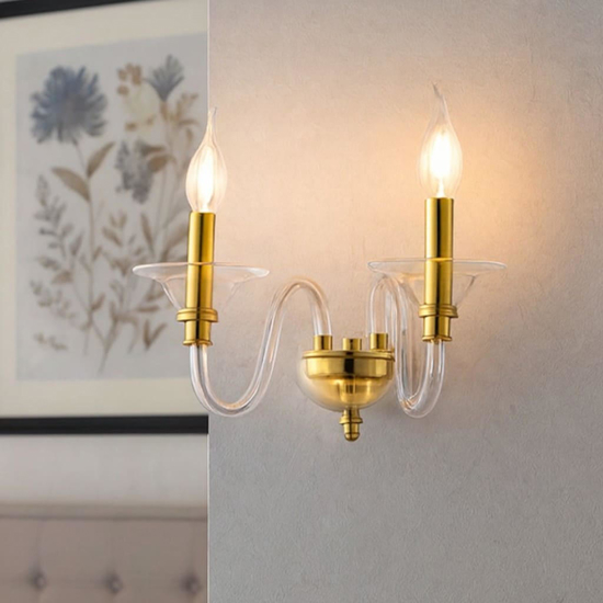 Ondaluce ap tebe 2  oro applique da parete vetro due luci