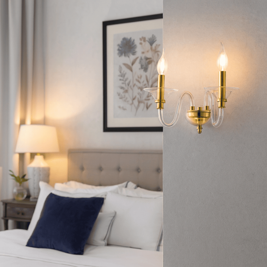 Ondaluce ap tebe 2  oro applique da parete vetro due luci