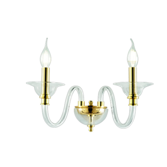 Ondaluce ap tebe 2  oro applique da parete vetro due luci