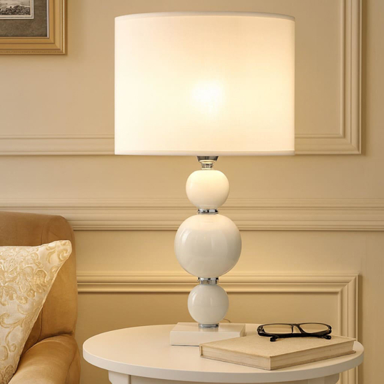 Ondaluce lg tebe lampada da tavolo classica vetro bianco paralume tessuto