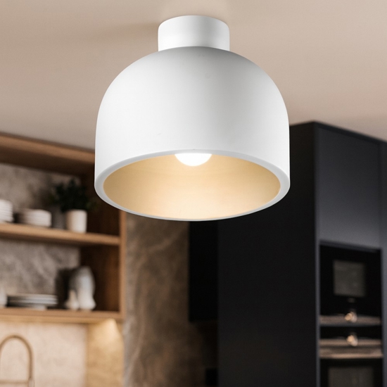 Plafoniera moderna tonda 22cm bianco oro yelmo perenz