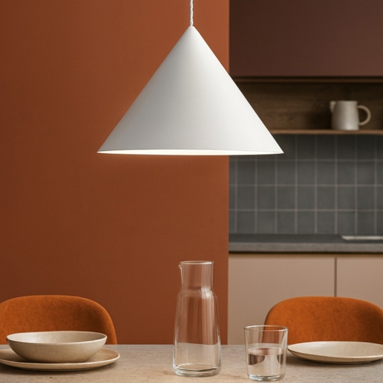 Lampadario cono bianco 30cm per cucina iconic perenz