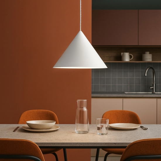 Lampadario cono bianco 30cm per cucina iconic perenz