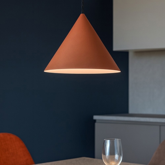 Lampadario cono 30cm terracotta per cucina perenz iconic