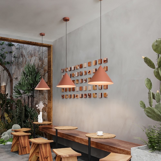 Lampadario cono 30cm terracotta per cucina perenz iconic