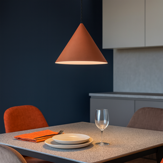 Lampadario cono 30cm terracotta per cucina perenz iconic