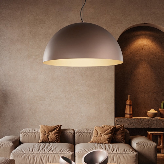 Lampadario cupola 60cm marrone oro per cucina steel perenz