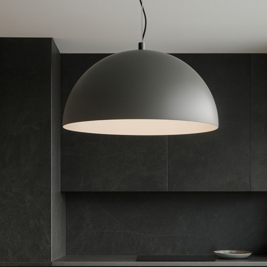 Lampadario cupola 80cm grigio marrone per cucina moderna steel perenz