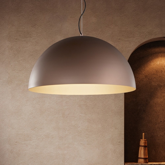 Lampadario cupola 80cm marrone oro per cucina steel perenz