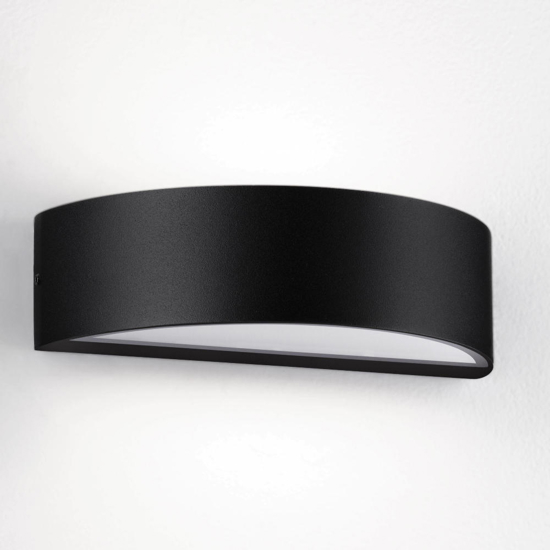 Applique esterno balcone antracite scuro design curvo led biemissione 9w 3000k
