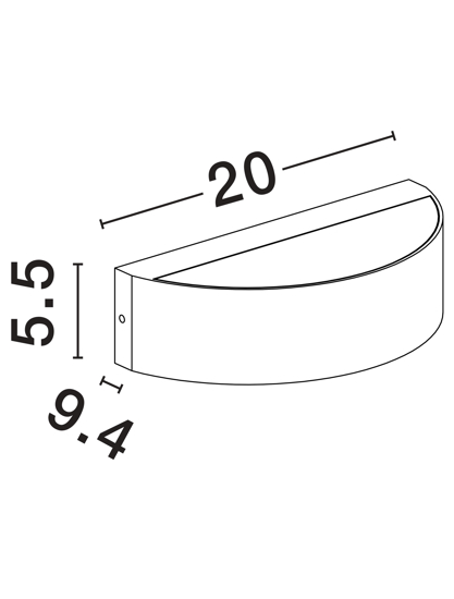 Applique esterno balcone antracite scuro design curvo led biemissione 9w 3000k