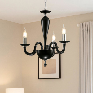 Lampadario camera da letto ondaluce lp ravel 3 bracci e14 vetro nero