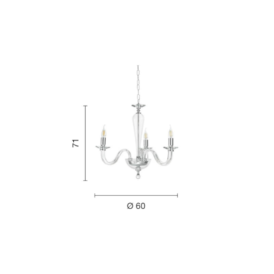 Lampadario camera da letto ondaluce lp ravel 3 bracci e14 vetro nero