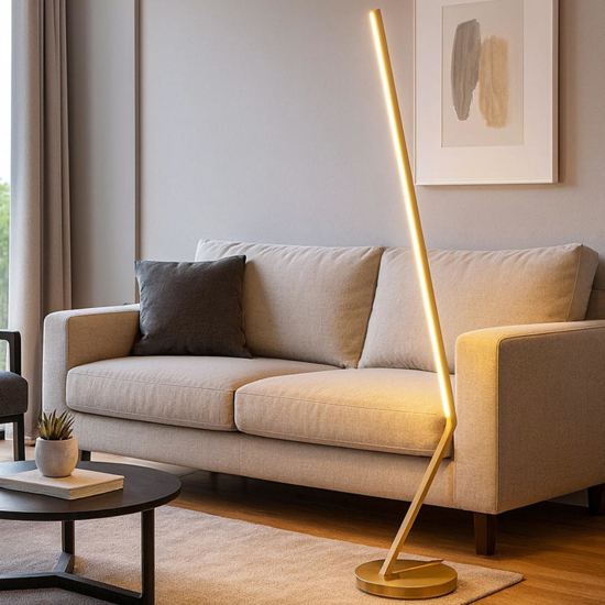 Top light piantana led twig oro champagne 32w cct 3000k 4000k dimmerabile moderna