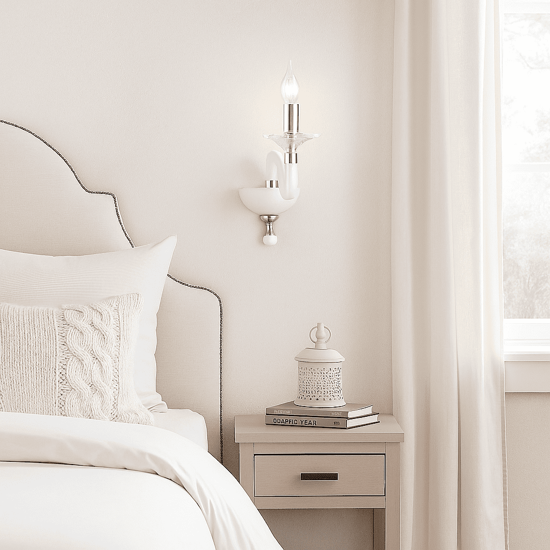 Applique classica per camera da letto ap gala una luce bianca