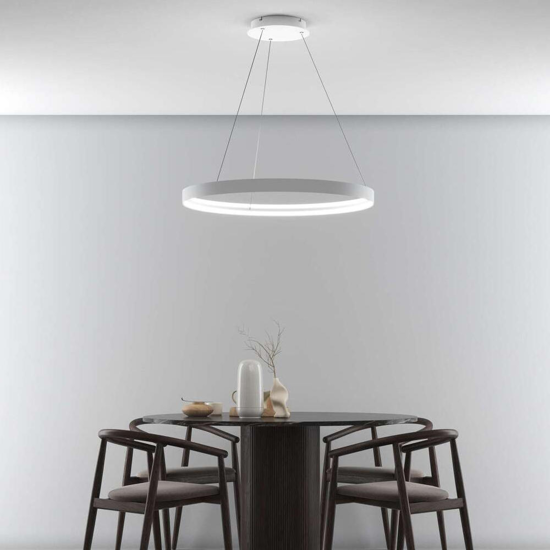Lampadario moderno top light malika bianco rotondo led 56w cct 3000k-4000k-6000k