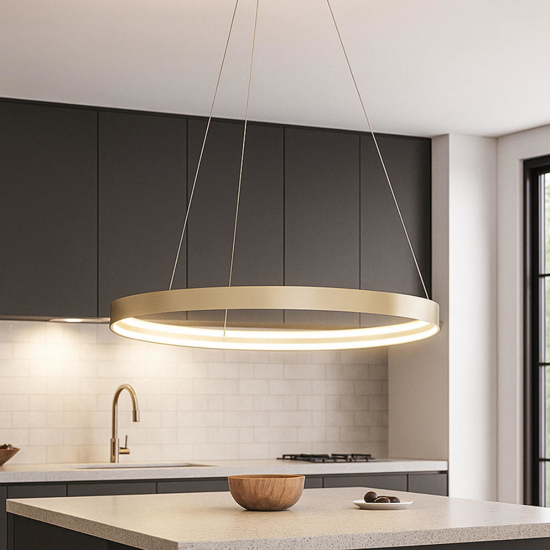 Top light lampadario da cucina malika anello oro champagne led 56w cct