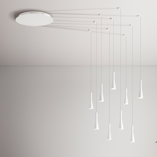 Lampadario moderno led 3000k bianco per soggiorno perenz cone