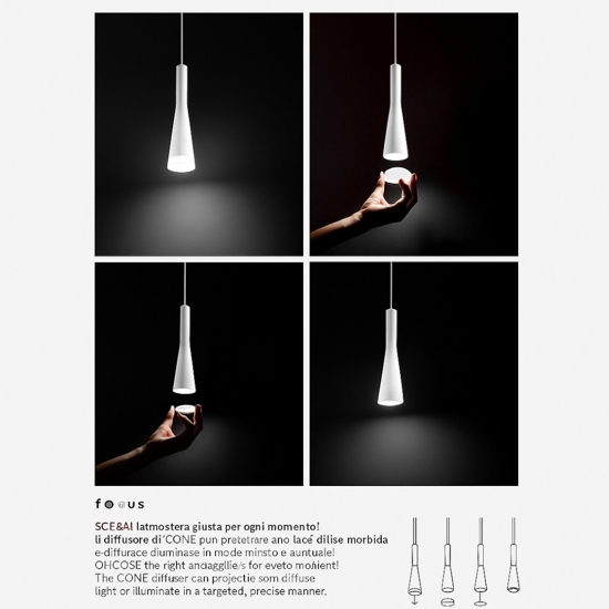 Lampadario moderno led 3000k bianco per soggiorno perenz cone