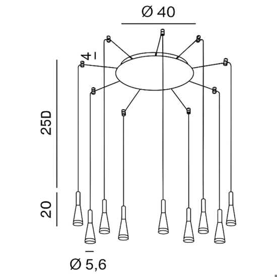 Lampadario moderno led 3000k bianco per soggiorno perenz cone