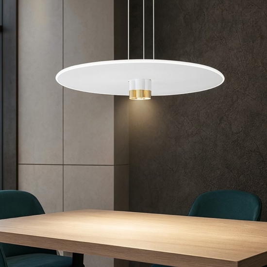 Lampadario per tavolo da pranzo led biemissione 3000k stream perenz  bianco