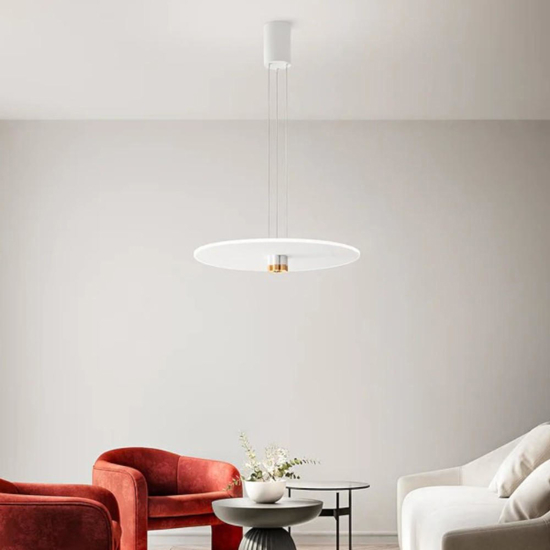 Lampadario per tavolo da pranzo led biemissione 3000k stream perenz  bianco