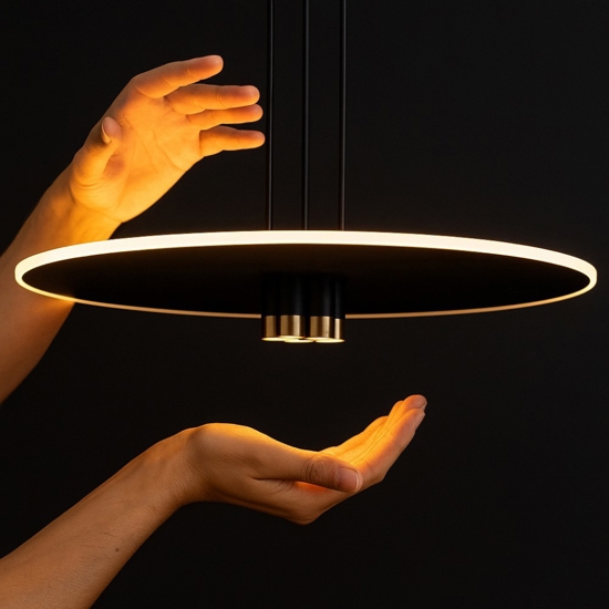 Lampadario per tavolo da pranzo perenz stream nero oro led 50w 3000k