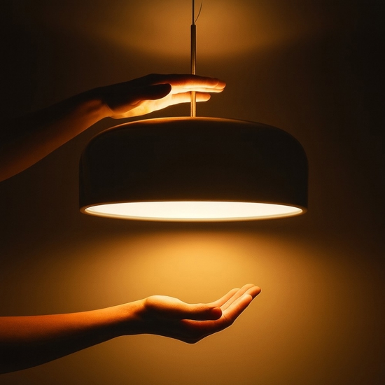 Lampadario grigio tortora led 30w cct per cucina perenz velia