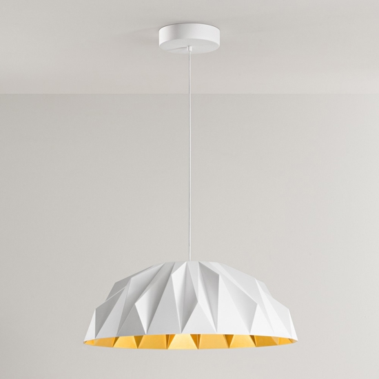 Lampadario cupola bianco oro per cucina moderna perenz