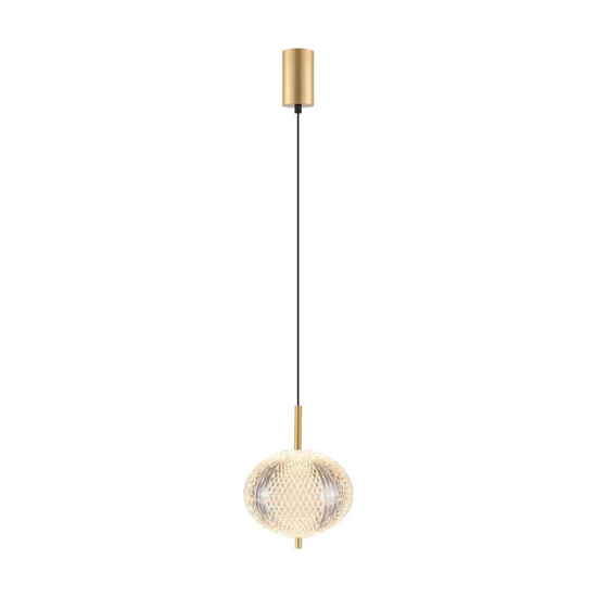Lampada a sospensione contemporanea vetro decorato led cct dimmerabile oro