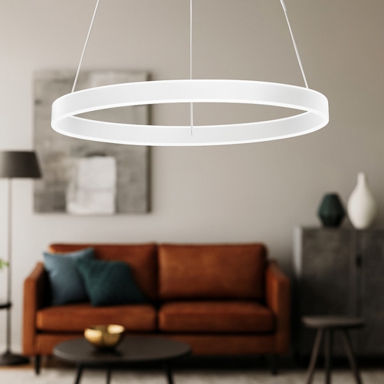 Lampadario bianco anello moderno led 48w 3000k 4000k 6000k perenz kirko