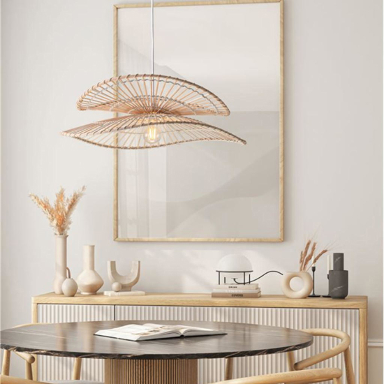 Lampadario di rattan naturale e bamboo rattan per cucina