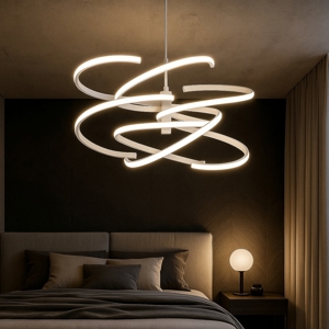 Lampadario led cct per camera da letto moderna nest perenz bianco