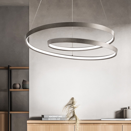 Lampadario moderno ritmo perenz led 55w cct grigio per soggiorno