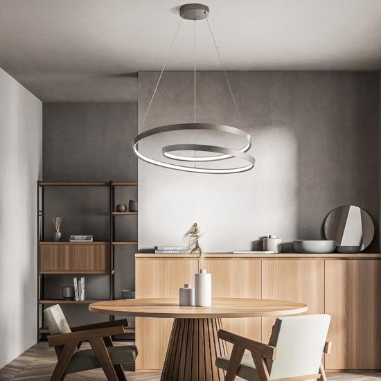 Lampadario moderno ritmo perenz led 55w cct grigio per soggiorno
