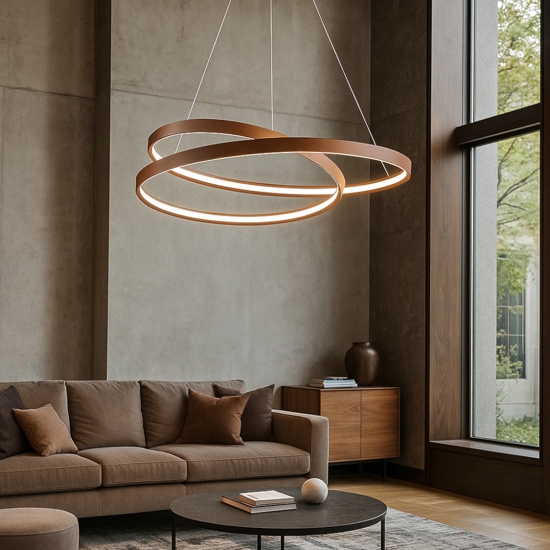 Lampadario ritmo perenz led 55w cct cannella per soggiorno moderno