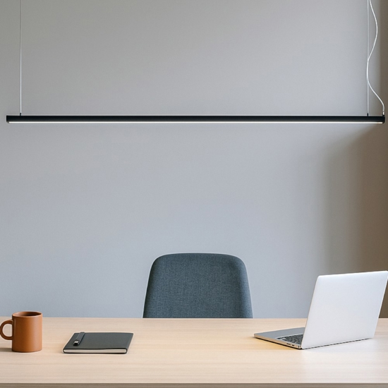 Lampadario led barra nero per tavolo scrivania ufficio link perenz