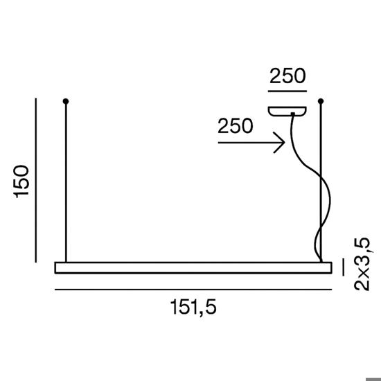 Link perenz lampadario barra led 45w cct biemissione nero