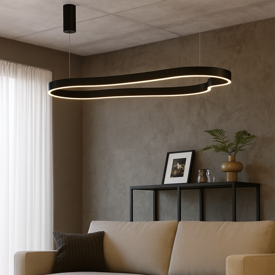 Lampadario moderno design nero 120 cm led 3000k dimmerabile