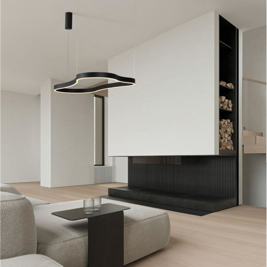 Lampadario moderno design nero 120 cm led 3000k dimmerabile