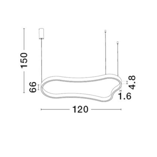 Lampadario moderno design nero 120 cm led 3000k dimmerabile