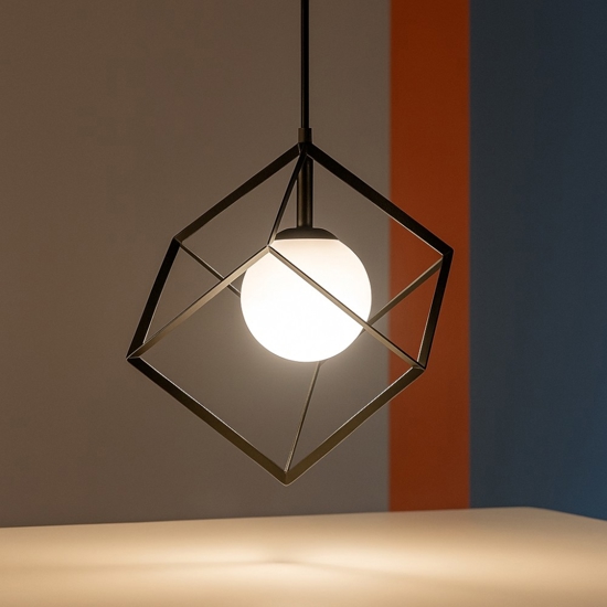Lampada a sospensione cube nero 15cm perenz illuminazione