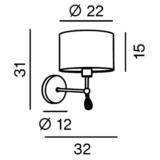 Applique per comodino camera da letto round hotel perenz