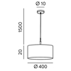 Lampadario camera moderna cilindro di tessuto bianco 40cm round hotel perenz